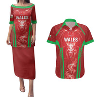 Wales Rugby Custom Couples Matching Puletasi and Hawaiian Shirt Go Welsh Dragon Unique Style