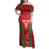 Wales Rugby Custom Family Matching Off Shoulder Maxi Dress and Hawaiian Shirt Go Welsh Dragon Unique Style