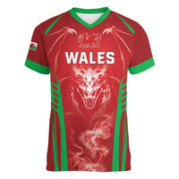 Wales Rugby Custom Women V-Neck T-Shirt Go Welsh Dragon Unique Style