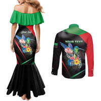 Personalized Martinique Couples Matching Mermaid Dress and Long Sleeve Button Shirt The Island Of Flowers