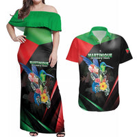 Personalized Martinique Couples Matching Off Shoulder Maxi Dress and Hawaiian Shirt The Island Of Flowers