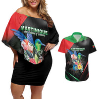 Personalized Martinique Couples Matching Off Shoulder Short Dress and Hawaiian Shirt The Island Of Flowers