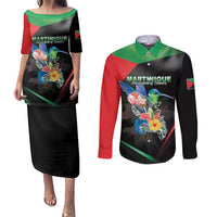 Personalized Martinique Couples Matching Puletasi and Long Sleeve Button Shirt The Island Of Flowers