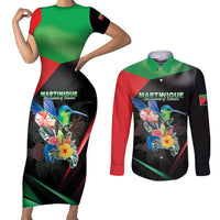 Personalized Martinique Couples Matching Short Sleeve Bodycon Dress and Long Sleeve Button Shirt The Island Of Flowers