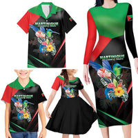 Personalized Martinique Family Matching Long Sleeve Bodycon Dress and Hawaiian Shirt The Island Of Flowers