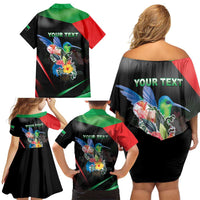 Personalized Martinique Family Matching Off Shoulder Short Dress and Hawaiian Shirt The Island Of Flowers