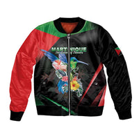 Personalized Martinique Sleeve Zip Bomber Jacket The Island Of Flowers