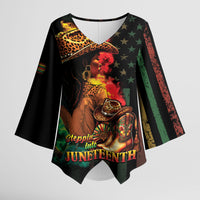 Steppin' into Juneteenth 1865 Kimono Sleeve Blouse Melanin Cowgirl Grunge Style