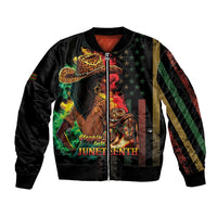 Steppin' into Juneteenth 1865 Sleeve Zip Bomber Jacket Melanin Cowgirl Grunge Style