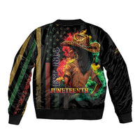 Steppin' into Juneteenth 1865 Sleeve Zip Bomber Jacket Melanin Cowgirl Grunge Style