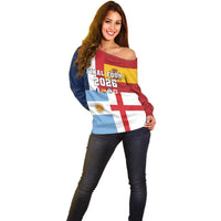Custom World Football 2026 Final Four Off Shoulder Sweater One Field One Dream