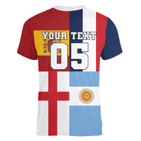 Custom World Football 2026 Final Four Women V-Neck T-Shirt One Field One Dream