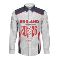 Custom World Football 2026 England Long Sleeve Button Shirt Come On England