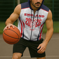 Custom World Football 2026 England Sleeveless Zip Hoodie Come On England