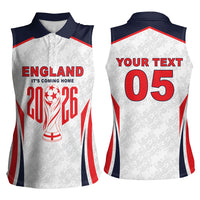 Custom World Football 2026 England Women Sleeveless Polo Shirt Come On England