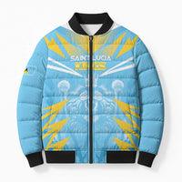 Custom Kings Saint Lucia Cricket Bomber Puffer Jacket Rise To Victory - Wonder Print Shop