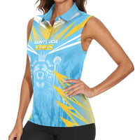 Custom Kings Saint Lucia Cricket Women Sleeveless Polo Shirt Rise To Victory - Wonder Print Shop