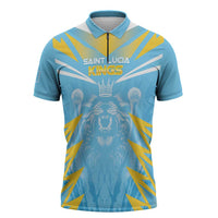 Custom Kings Saint Lucia Cricket Zipper Polo Shirt Rise To Victory - Wonder Print Shop