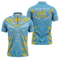Custom Kings Saint Lucia Cricket Zipper Polo Shirt Rise To Victory - Wonder Print Shop