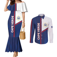 Custom Cape Verde Football Couples Matching Mermaid Dress and Long Sleeve Button Shirt Unique Style - Wonder Print Shop