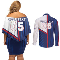 Custom Cape Verde Football Couples Matching Off Shoulder Short Dress and Long Sleeve Button Shirt Unique Style - Wonder Print Shop