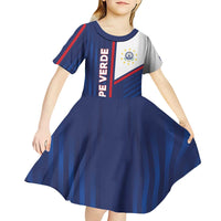 Custom Cape Verde Football Kid Short Sleeve Dress Unique Style - Wonder Print Shop