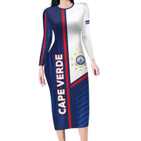Custom Cape Verde Football Long Sleeve Bodycon Dress Unique Style - Wonder Print Shop
