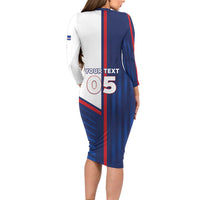 Custom Cape Verde Football Long Sleeve Bodycon Dress Unique Style - Wonder Print Shop