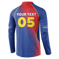 Custom Cape Verde Football Button Sweatshirt Blue Sharks Make History - Wonder Print Shop