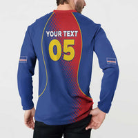 Custom Cape Verde Football Button Sweatshirt Blue Sharks Make History - Wonder Print Shop