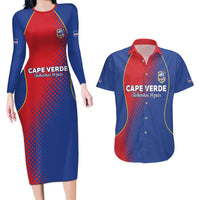 Custom Cape Verde Football Couples Matching Long Sleeve Bodycon Dress and Hawaiian Shirt Blue Sharks Make History - Wonder Print Shop