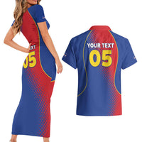 Custom Cape Verde Football Couples Matching Short Sleeve Bodycon Dress and Hawaiian Shirt Blue Sharks Make History - Wonder Print Shop