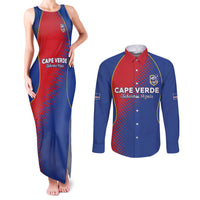 Custom Cape Verde Football Couples Matching Tank Maxi Dress and Long Sleeve Button Shirt Blue Sharks Make History - Wonder Print Shop
