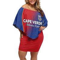 Custom Cape Verde Football Family Matching Off Shoulder Short Dress and Hawaiian Shirt Blue Sharks Make History - Wonder Print Shop