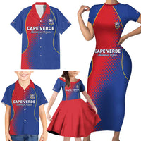 Custom Cape Verde Football Family Matching Short Sleeve Bodycon Dress and Hawaiian Shirt Blue Sharks Make History - Wonder Print Shop