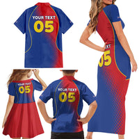 Custom Cape Verde Football Family Matching Short Sleeve Bodycon Dress and Hawaiian Shirt Blue Sharks Make History - Wonder Print Shop