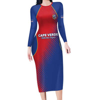 Custom Cape Verde Football Long Sleeve Bodycon Dress Blue Sharks Make History - Wonder Print Shop