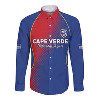 Custom Cape Verde Football Long Sleeve Button Shirt Blue Sharks Make History - Wonder Print Shop