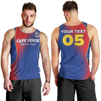 Custom Cape Verde Football Men Tank Top Blue Sharks Make History - Wonder Print Shop