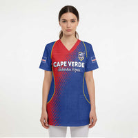 Custom Cape Verde Football Scrub Top Blue Sharks Make History - Wonder Print Shop