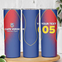Custom Cape Verde Football Skinny Tumbler Blue Sharks Make History - Wonder Print Shop
