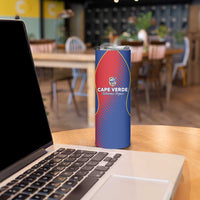 Custom Cape Verde Football Skinny Tumbler Blue Sharks Make History - Wonder Print Shop