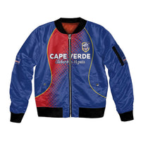 Custom Cape Verde Football Sleeve Zip Bomber Jacket Blue Sharks Make History - Wonder Print Shop