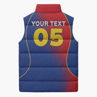 Custom Cape Verde Football Sleeveless Puffer Jacket Blue Sharks Make History - Wonder Print Shop