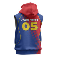 Custom Cape Verde Football Sleeveless Zip Hoodie Blue Sharks Make History - Wonder Print Shop