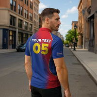 Custom Cape Verde Football Zipper Polo Shirt Blue Sharks Make History - Wonder Print Shop