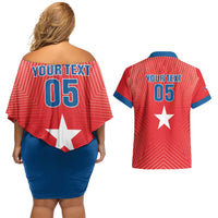 Custom Chile Star Football Couples Matching Off Shoulder Short Dress and Hawaiian Shirt Vamos La Roja