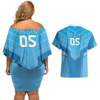 Custom Uruguay Football Couples Matching Off Shoulder Short Dress and Hawaiian Shirt Unique Style