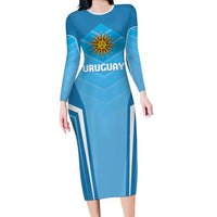 Custom Uruguay Football Family Matching Long Sleeve Bodycon Dress and Hawaiian Shirt Unique Style