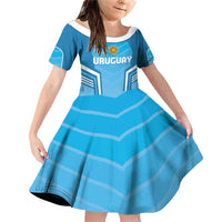Custom Uruguay Football Family Matching Off Shoulder Short Dress and Hawaiian Shirt Unique Style